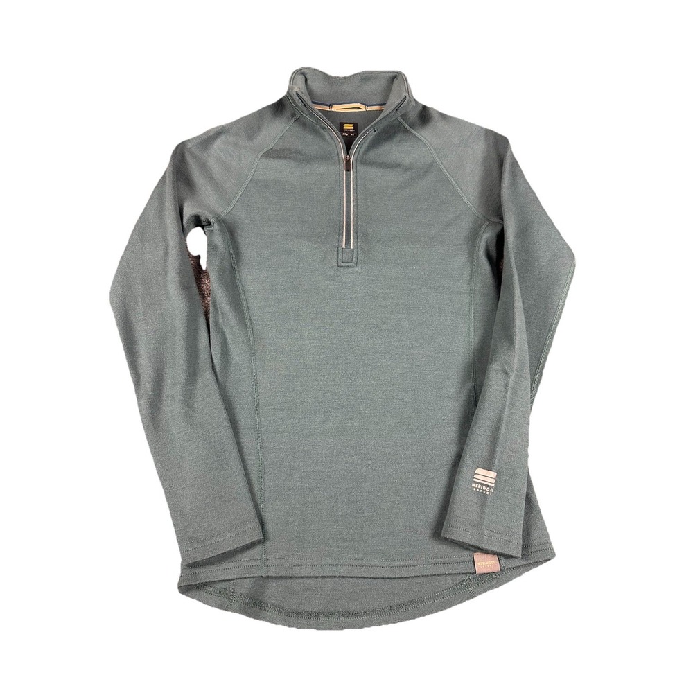 Meriwool Layers 400g 1/4 Zip Pullover Sweater Womens X-Small Green Merino Wool